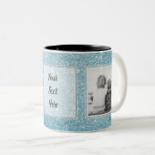 Hellblaue Glitzer-Bilder u. Text-Entwurf Ihre Zweifarbige Tasse (VorderseiteRechts)