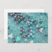 Hellblaue Glitzern und Liebe Herz Postkarte (Vorne/Hinten)