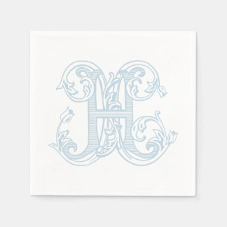 Hellblaue "H" Monogramm Cocktailservietten Serviette