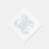 Hellblaue "H" Monogramm Cocktailservietten Serviette (Ecke)