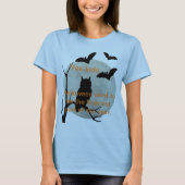 Hellblaue Halloween-Owl & Bats T-Shirt (Vorderseite)