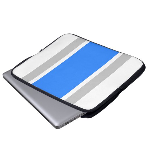 Hellblaue, hellgraue Streifen auf weißen Streifen Laptopschutzhülle (Vorne Knopf)