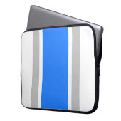 Hellblaue, hellgraue Streifen auf weißen Streifen Laptopschutzhülle (Vorderseite Links)