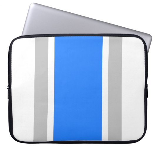 Hellblaue, hellgraue Streifen auf weißen Streifen Laptopschutzhülle (Vorderseite)