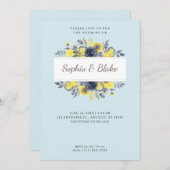 Hellblaue Hochzeit in Gelb und Blau Einladung (Vorne/Hinten)