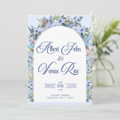 Hellblaue Hochzeitseinladung Save The Date (Stehend Vorderseite)