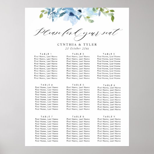 hellblaue Hochzeitskarte Poster (Vorne)