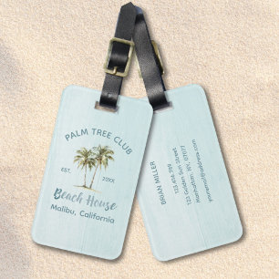 Hellblaue Holz-Kokospalmen Gepäckanhänger