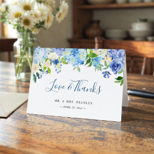 Hellblaue Hortensien-Aquarell-Blumen-Dankeschön Dankeskarte