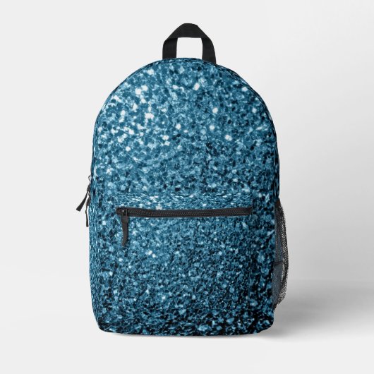 Hellblaue Imitate Glitzer Glitzern Bedruckter Rucksack (Vorderseite)