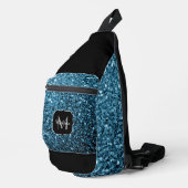 Hellblaue Imitate Glitzer Glitzern Black Monogram Crossbody Bag (Rechte Ecke)