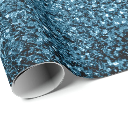 Hellblaue Imitate Glitzer Glitzern Geschenkpapier (Rolleneckpunkt)