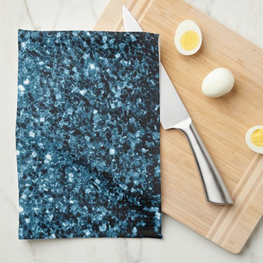 Hellblaue Imitate Glitzer Glitzern Geschirrtuch (Viertel Falte)