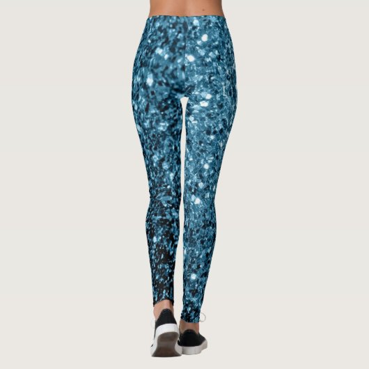 Hellblaue Imitate Glitzer Glitzern Leggings (Rückseite)