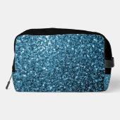 Hellblaue Imitate Glitzer Glitzern Schwarz Monogra Waschbeutel (Rückseite)