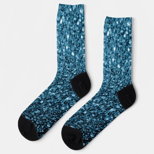 Hellblaue Imitate Glitzer Glitzern Socken (Linkes Detail)