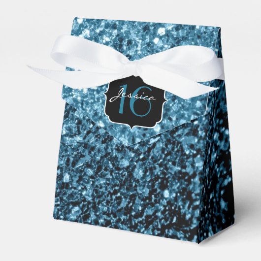 Hellblaue Imitate Glitzer Glitzern Sweet 16 Geschenkschachtel (Vorderseite)