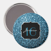 Hellblaue Imitate Glitzer Glitzern Sweet 16 Magnet (Vorderseite/Rückseite)