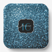 Hellblaue Imitate Glitzer Glitzern Sweet 16 Pappteller (Vorderseite)
