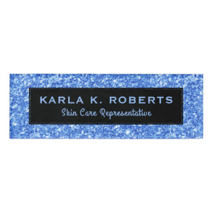 Hellblaue Imitate Glitzer- und Schwarz-Text-Hinter Namenschild