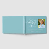 Hellblaue Kalligraphie im Love Memory Foto Gästebuch (Voll)