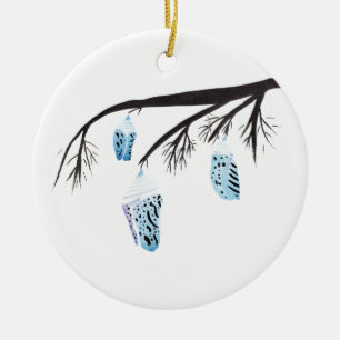 Hellblaue Kokons Keramik Ornament
