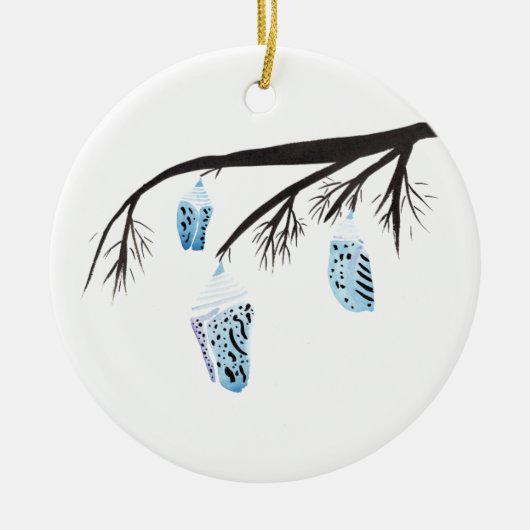 Hellblaue Kokons Keramik Ornament (Vorne)