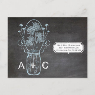Hellblaue Kreideglas-Wedding Mason Jar Postkarte