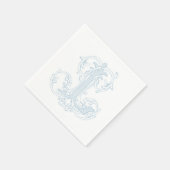 Hellblaue "L" Monogramm Cocktailservietten Serviette (Ecke)