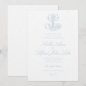 Hellblaue "L" Monogramm Hochzeitseinladung Einladung (Vorne/Hinten)