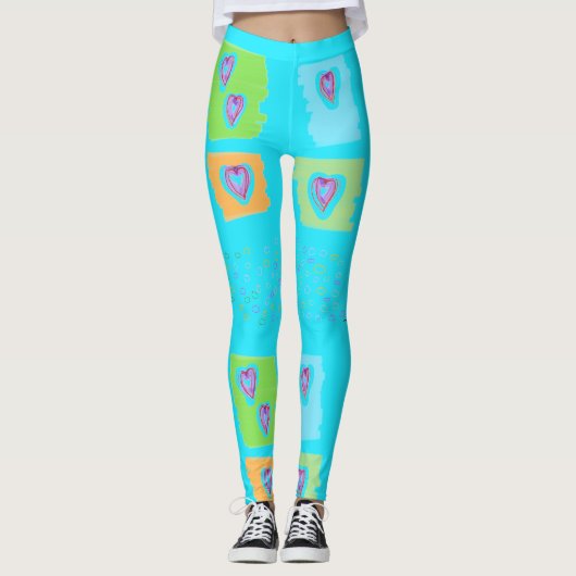 Hellblaue Leggings mit Herz (Vorderseite)