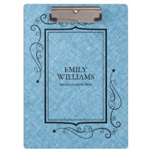 Hellblaue Linen Textur Vintager Rahmen schwarz