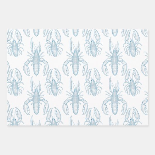 Hellblaue Linie zeichnend Hummer Geschenkpapier Set (Vorderseite)