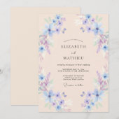 Hellblaue luftige Blumenhochzeit Einladung (Vorne/Hinten)