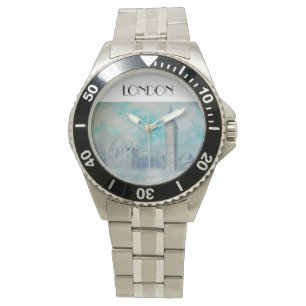Hellblaue Malerei Palastes Londons Westminster Armbanduhr