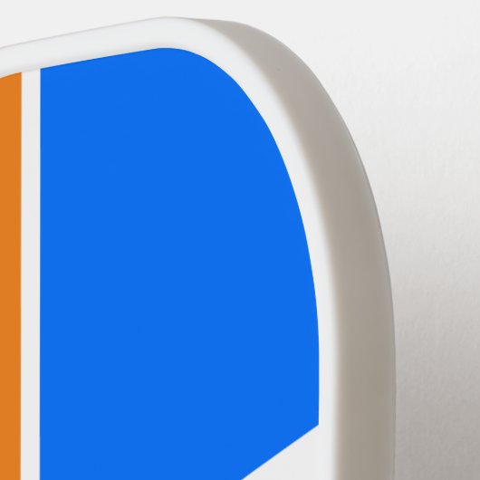 Hellblaue Mandarine Orangefarbene Streifen Pickleball Schläger (Linke Seite)