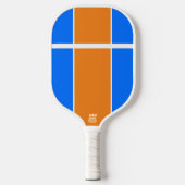 Hellblaue Mandarine Orangefarbene Streifen Pickleball Schläger (Vorderseite)