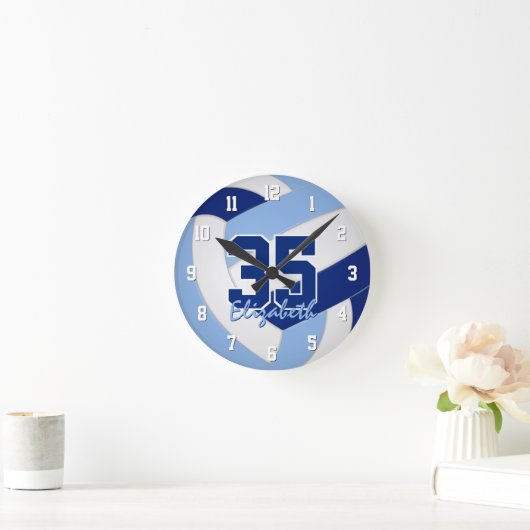 hellblaue Mannschaftsfarben, benutzerdefinierte Vo Runde Wanduhr (Zuhause)