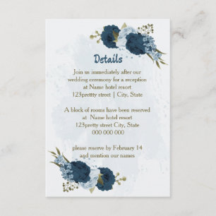 hellblaue marineblume Hochzeit Details Begleitkarte