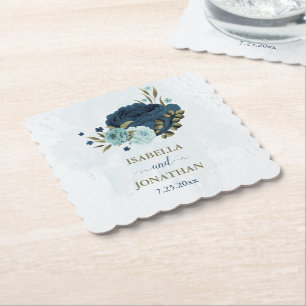 hellblaue marineblumen hochzeit untersetzer