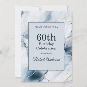 Hellblaue Marmor 60. Geburtstag Einladung