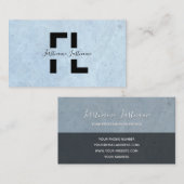 Hellblaue Marmorstruktur eleganter Monogramm-Strei Visitenkarte (Vorne/Hinten)