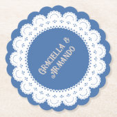 Hellblaue minimalistische Papier-Hochzeitsunterset Untersetzer (Vorderseite)