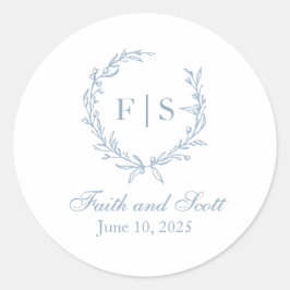 Hellblaue Monogram-Falzkleber Runder Aufkleber