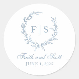 Hellblaue Monogram-Falzkleber Runder Aufkleber