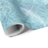 Hellblaue Muster mit weißen Federn Geschenkpapier (Rolleneckpunkt)