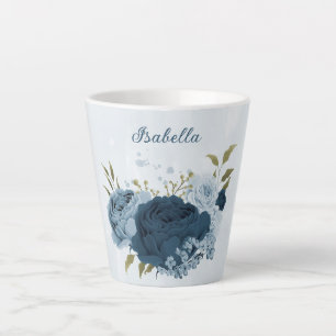 hellblaue Navy-Blumen  Milchtasse