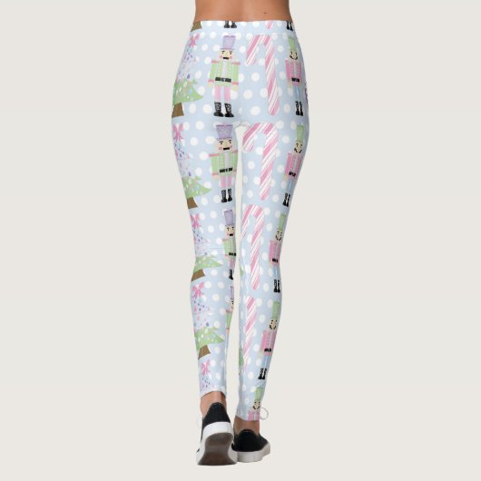 Hellblaue Nussknacker-Zuckerstange-Leggings Leggings (Rückseite)