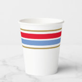 Hellblaue, oberste Kante, Streifen auf Weiß Pappbecher (Rückseite)