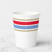 Hellblaue, oberste Kante, Streifen auf Weiß Pappbecher (Rechts)